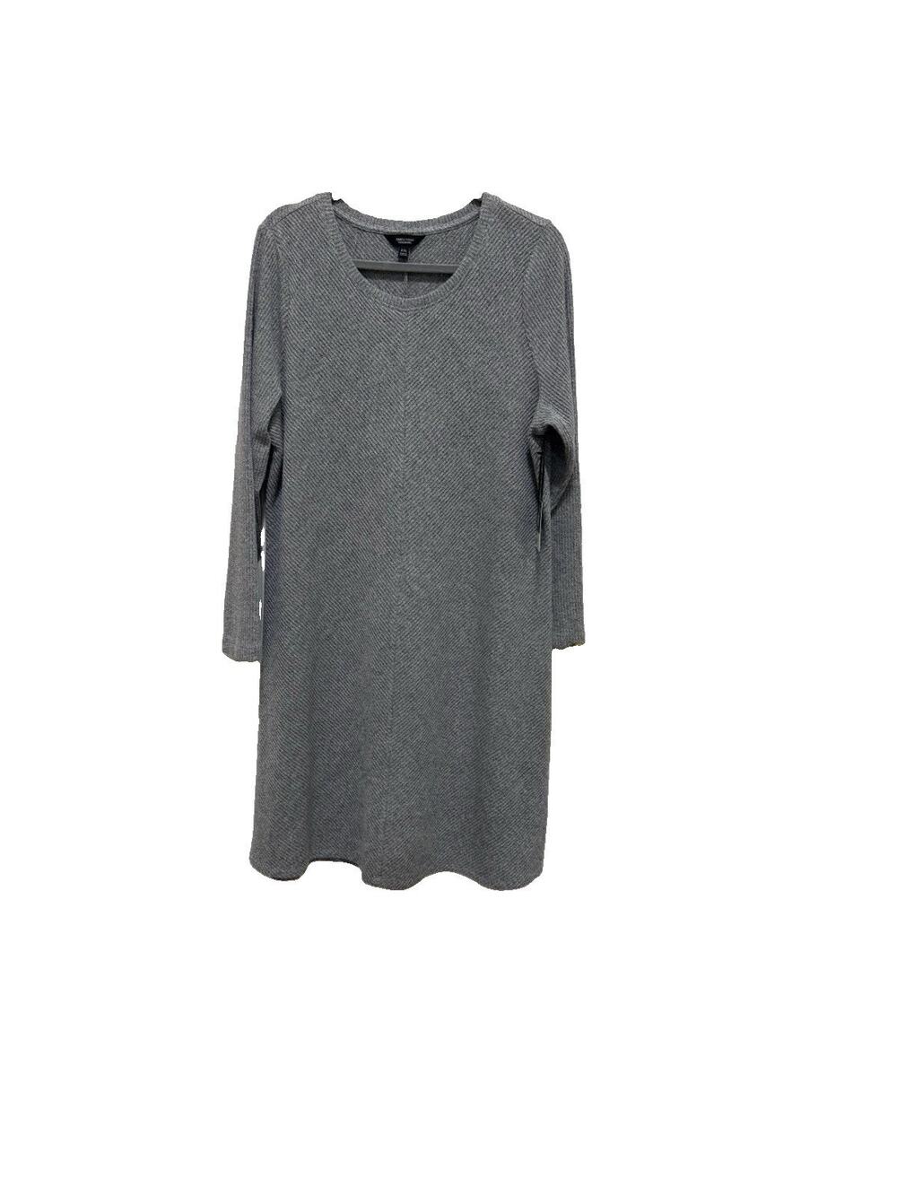 NWT Simply Vera Wang Gray Sweater Dress XXL Diagonal Knit Long Sleeve Cozy Fall